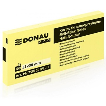 Karteczki DONAU 38x51mm (3x100) eco żółte