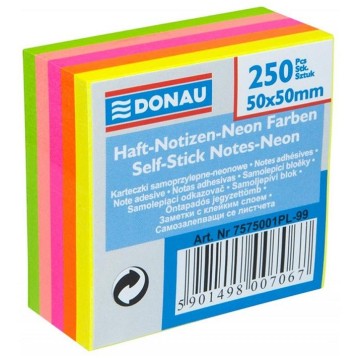 Karteczki DONAU 50x50mm (1x250) mix neon