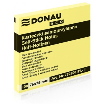 Karteczki DONAU 76x76mm (1x100) eco żółte