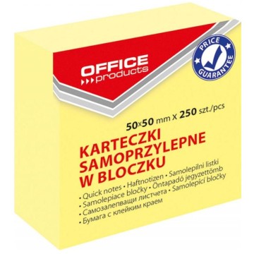 Karteczki OFFICE PRODUCTS 50x50mm (1x250) j. żółty