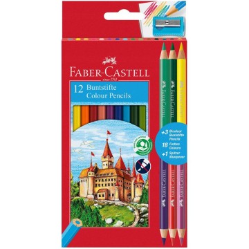Kredki ołówkowe FABER CASTELL Zamek 12 kolorów+3