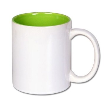 Kubek ceramiczny biały z zielonym wnętrzem 330ml