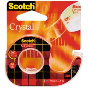 Taśma biurowa SCOTCH Crystal 19mm x 7,5m podajnik