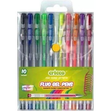 Zestaw długopisów żelowych CRICCO fluo 10 kol.